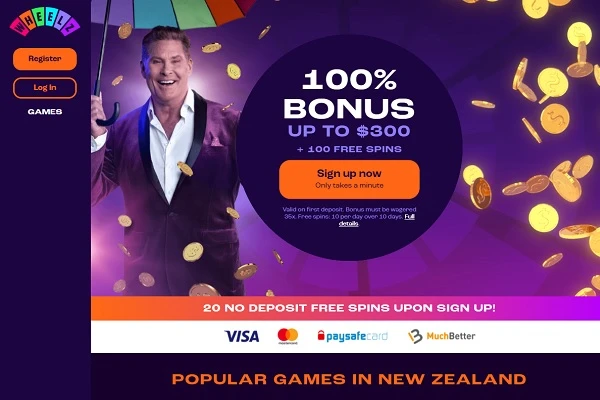 Wheelz Casino NZ Homepage