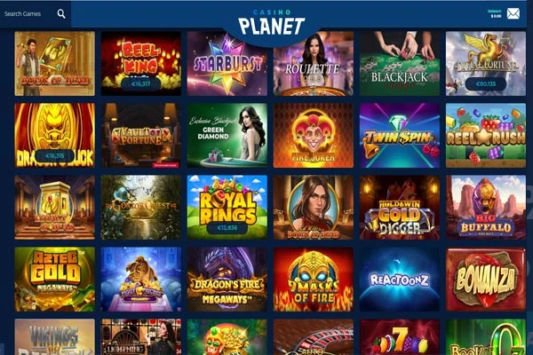 screenshot of casino planet games